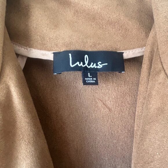 Lulus Womens Suede with Love Tan Suede Moto Jacket Coat Large - Picture 3 of 5